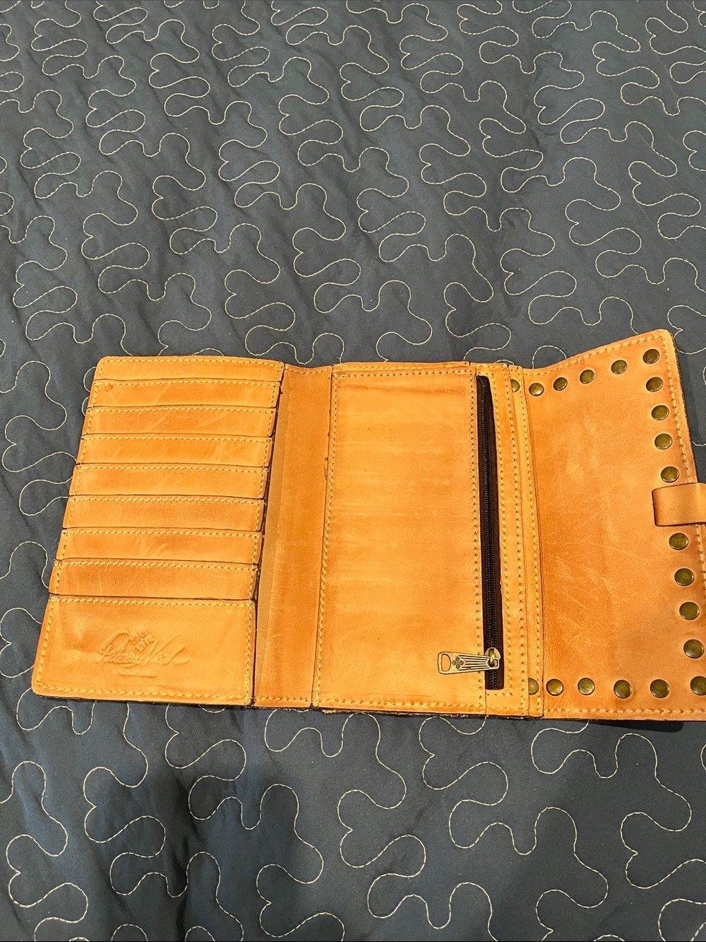 Patricia Nash Tan Leather Studded Continental Wallet